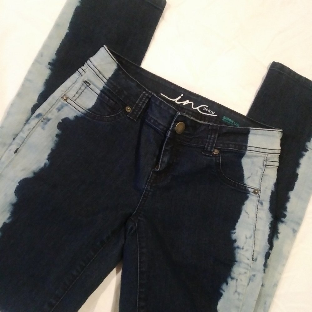 INC DENIM SIZE 4 SKINNY STRAIGHT LEG JEANS W SIDES